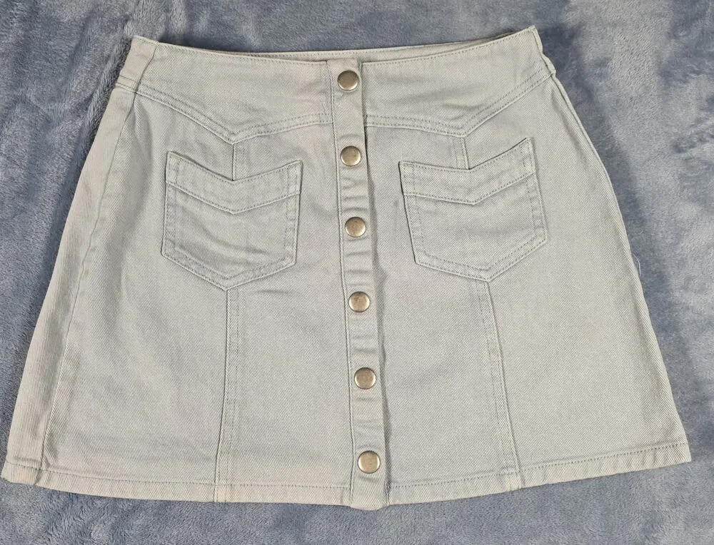 Kendall & Kylie Womens Denim Mini Skirt Size 27 Light Wash Button Front